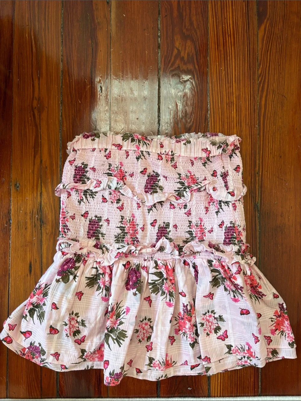 LoveShackFancy: Pink Floral Smocked Skirt for Girls